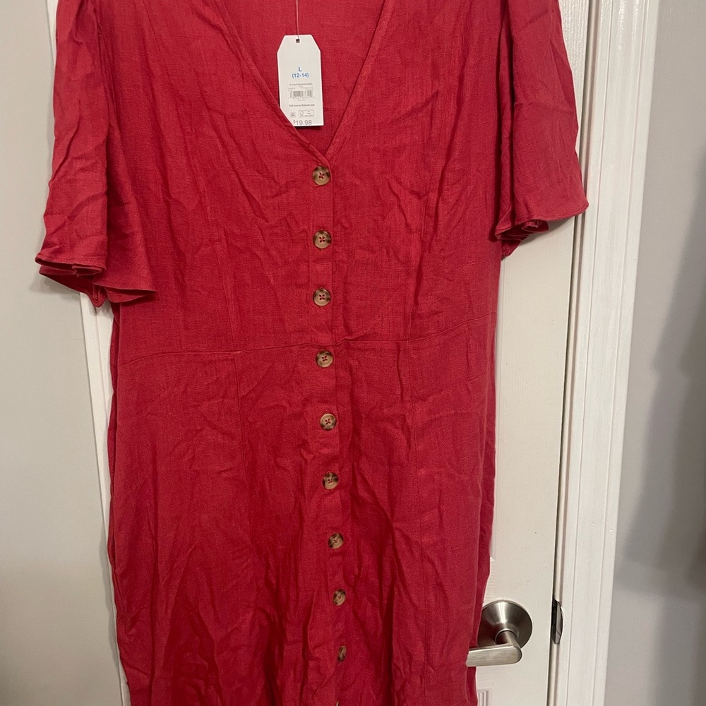 NWT Button-Down, Linen Blend Dress
